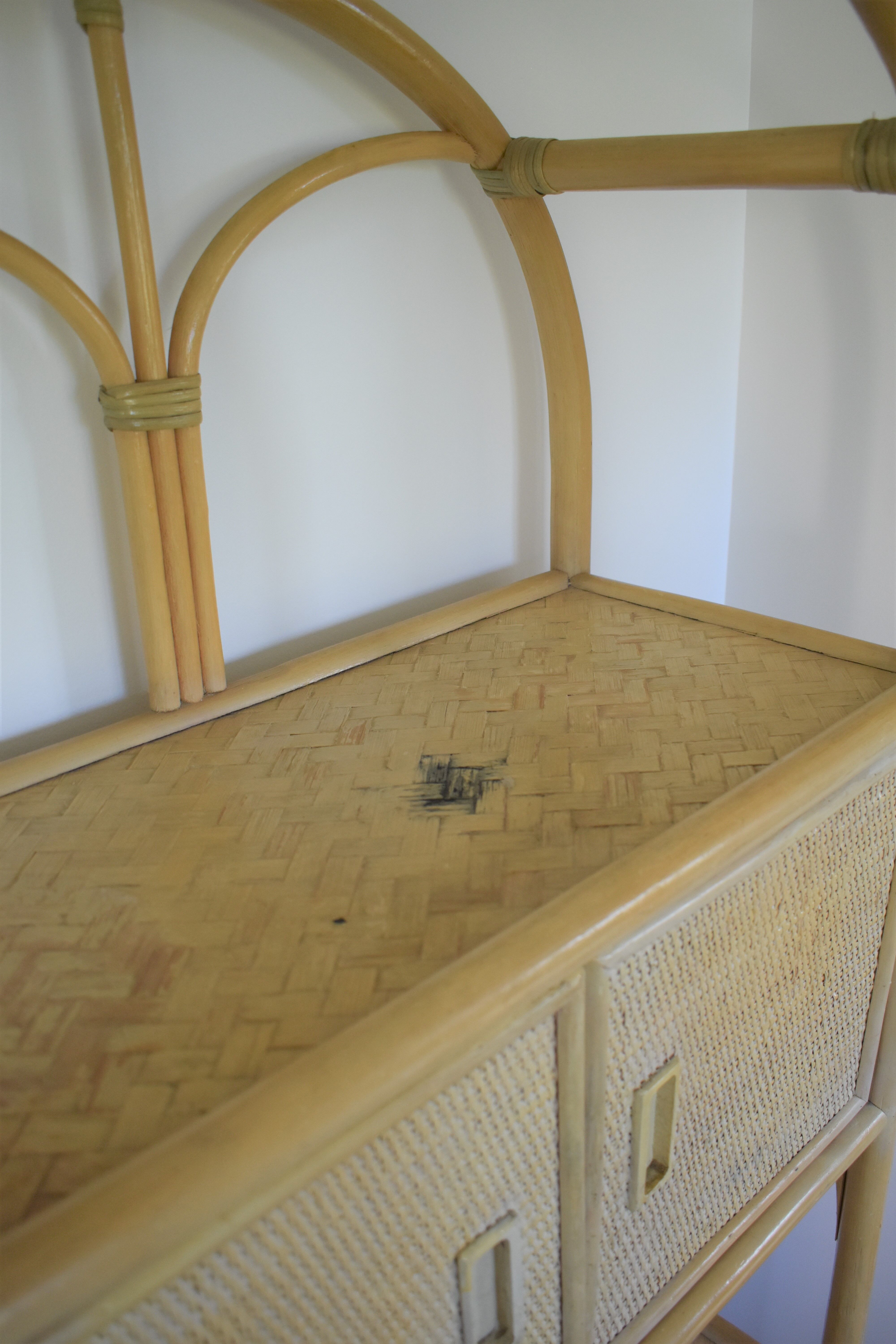 High shelf in vintage rattan