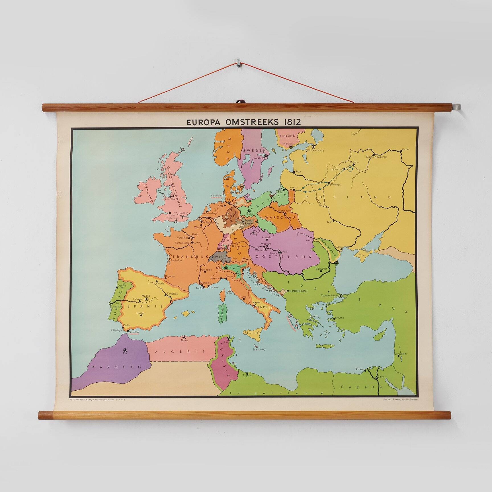 Carte historique de l'Europe vers 1812, Belgique, années 1950