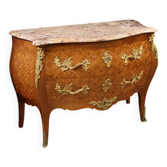 20th century French inlaid dresser with marble top