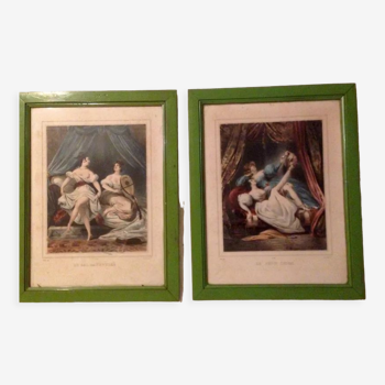 Pair of erotic engravings, early nineteenth century.  Good condition