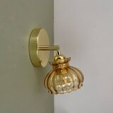 Vintage amber glass globe wall light