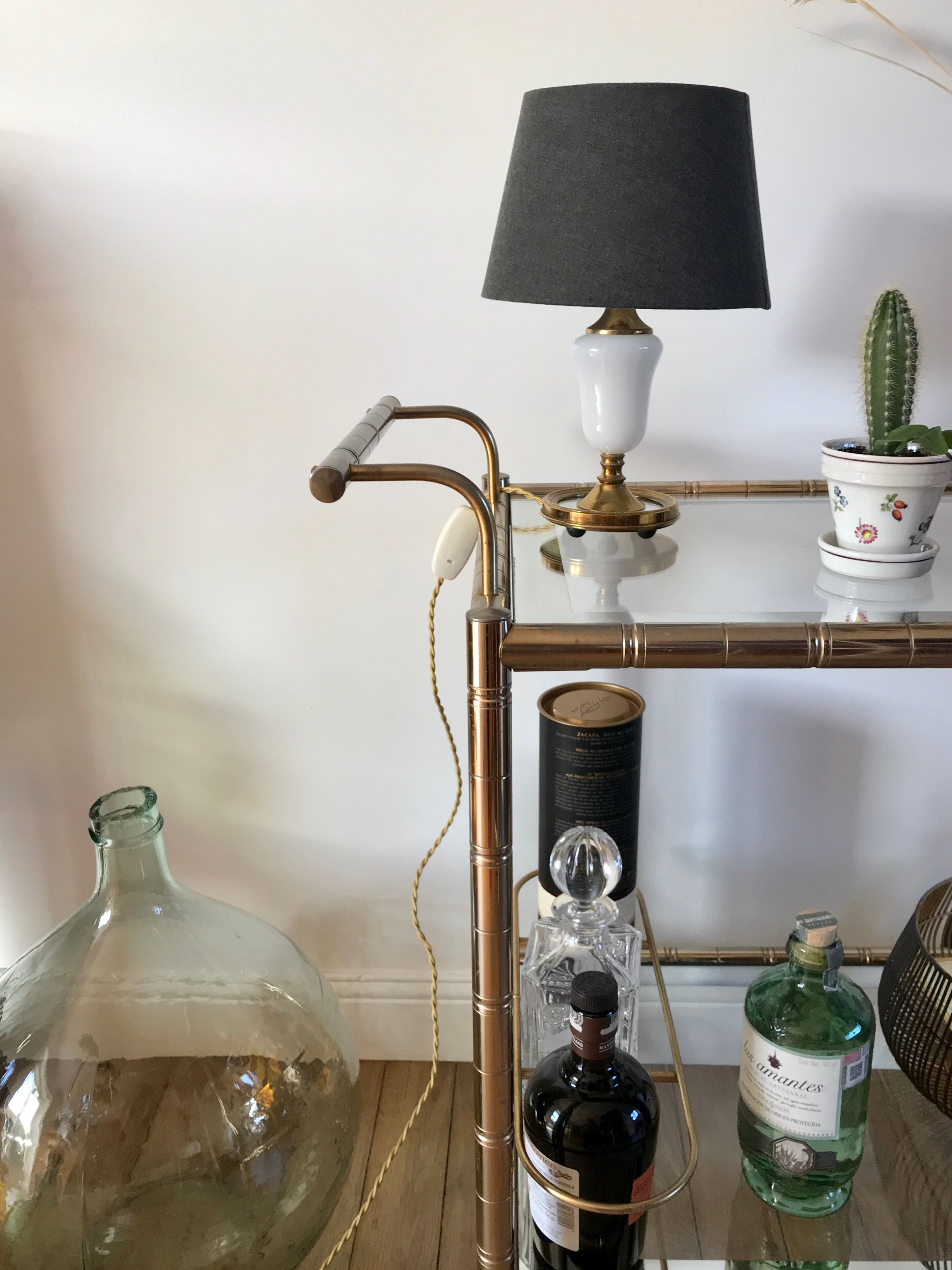 Table lamp in alabaster and brass 50s