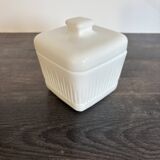 Vintage White Opaline Butter Dish 1970s