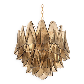 Contemporary Modern Smoked-Fumè "Rondini" Murano Glass Chandelier