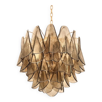 Contemporary Modern Smoked-Fumè "Rondini" Murano Glass Chandelier