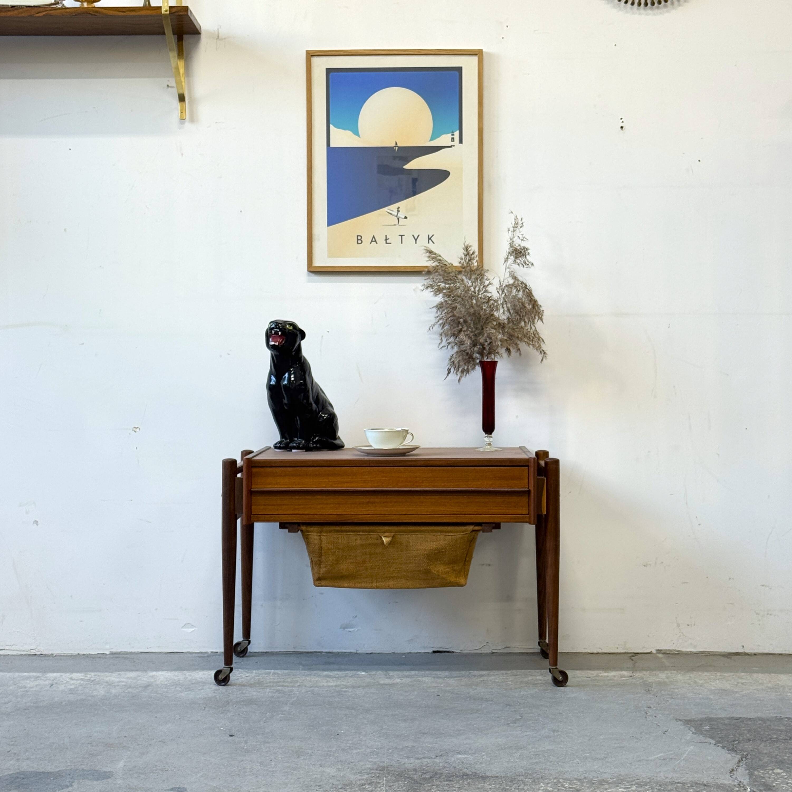 Mobile sewing table, N. Simonsen, Denmark 1960s, mid-century, vintage