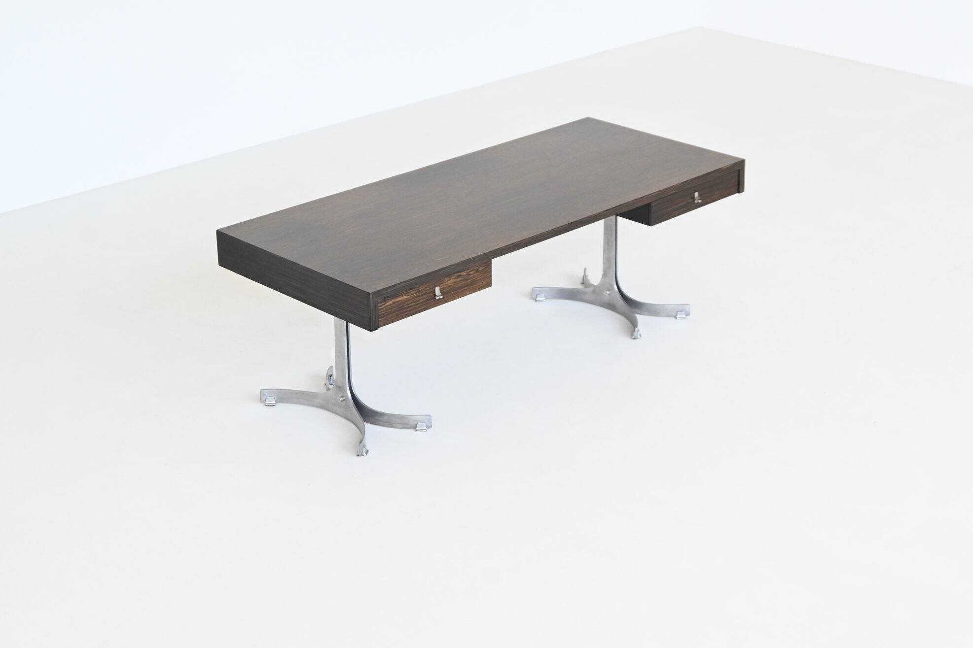 Trau Arredamenti Metallici S.P.A. large desk in rosewood Italy 1960