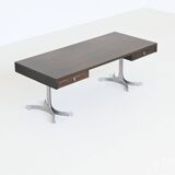 Trau Arredamenti Metallici S.P.A. large desk in rosewood Italy 1960