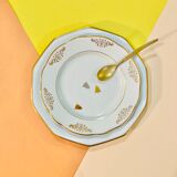 8 plates in white and golden porcelain ctogonales winterling marktleuthen bavaria