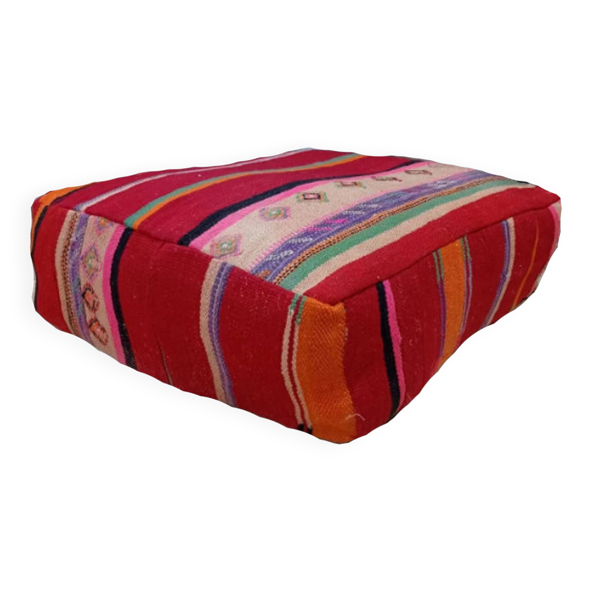 Handmade Berber pouf in wool 60 X 60 X 20 CM