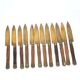 Lot de 12 couteaux à fromage vintage dorés en laiton et bois 1950 Coutelier Martin