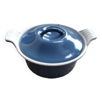 Antique Le Creuset blue enameled cast iron pot