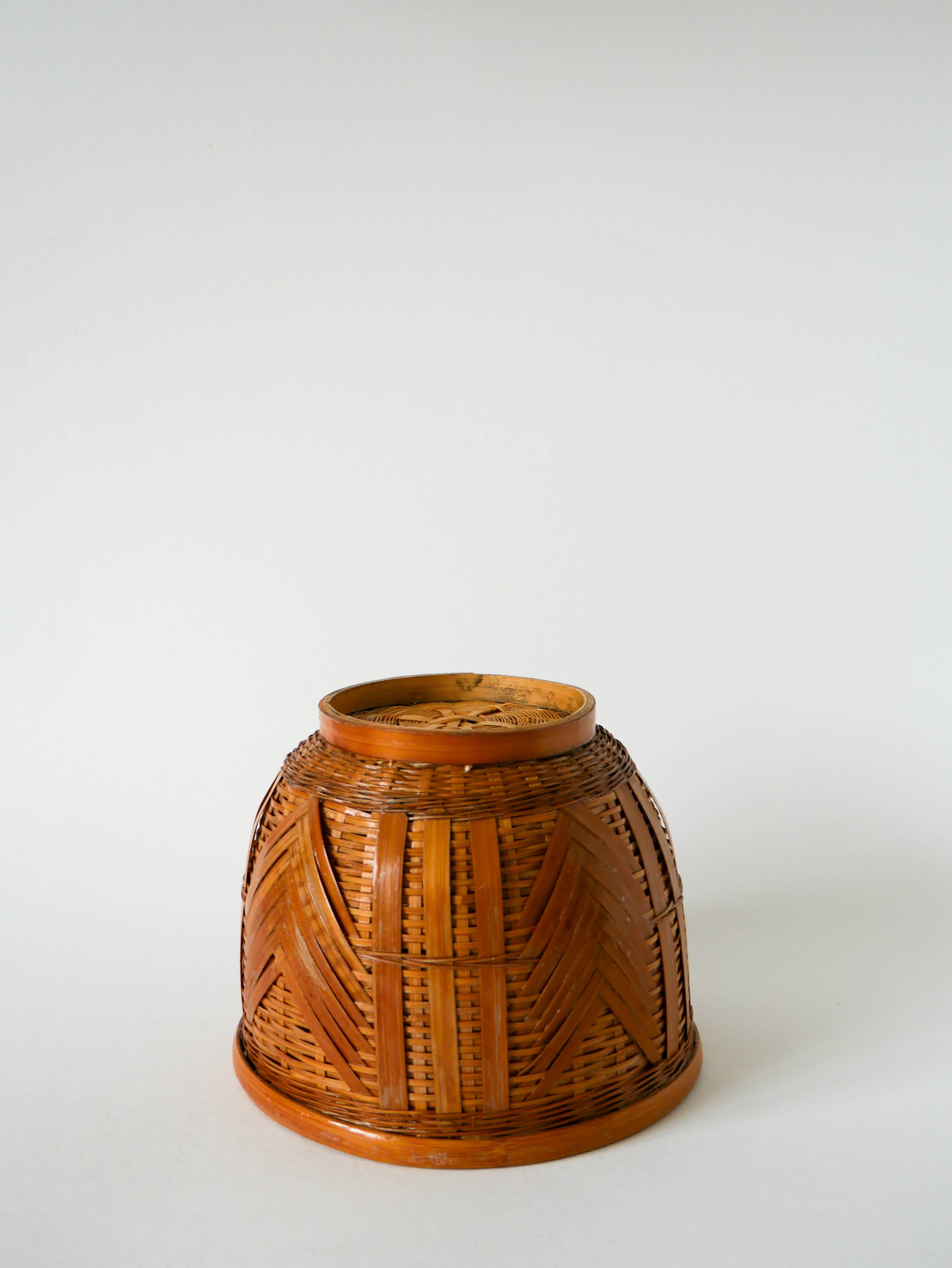 Pair of wicker/rattan planters, 1970