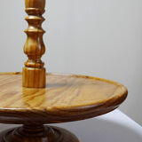 Large wooden pine cheese display stand, handcrafted, vintage 70s-80s.