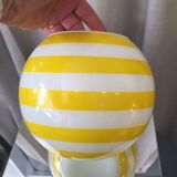 Opaline ball vase stripes bayaderes white and yellow