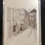 Framed drawing rue de Sarreguemines numbered Peter Musslé