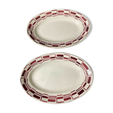 Lot 2 flat ceramic cup plate by Badonviller model Bernard