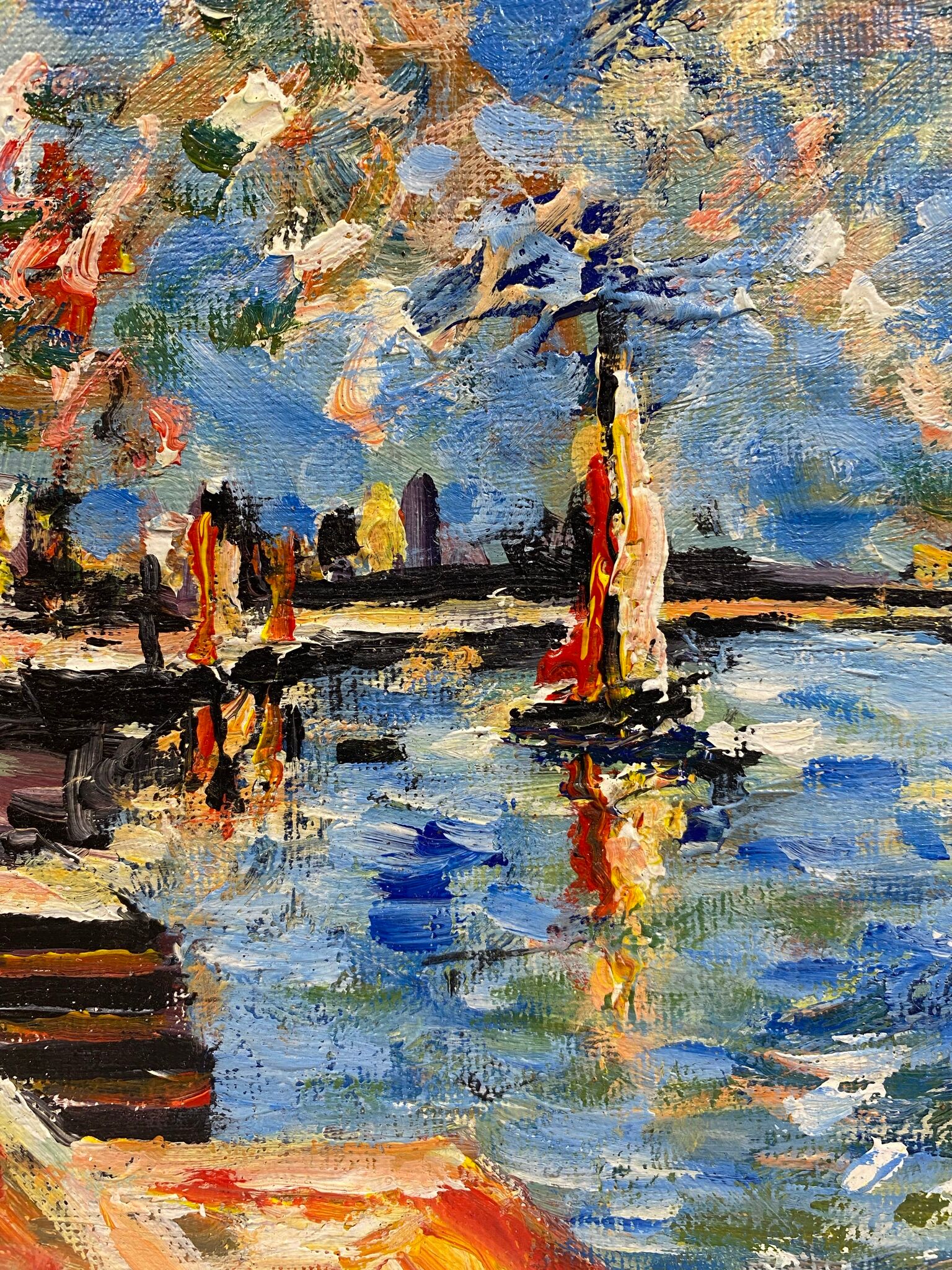 Old painting, Marine, signed XX century