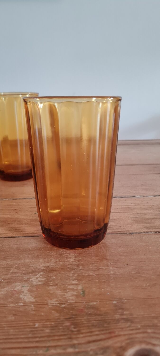 Set of 6 amber water glasses