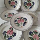Set of 8 Saint Amand plates with stylized flower decoration 4122