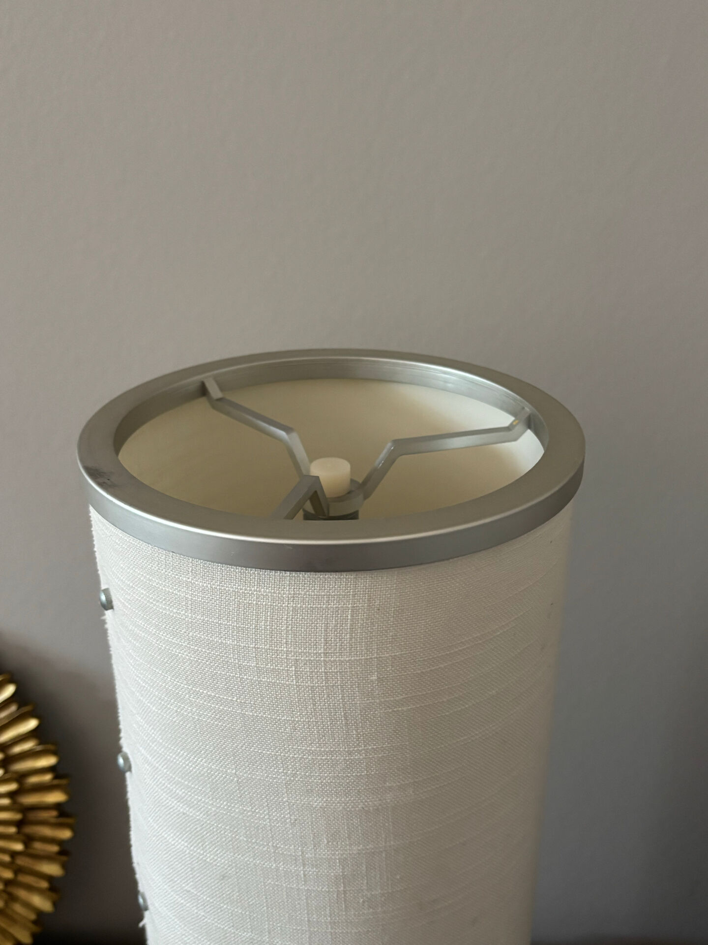 Linen and metal floor lamp