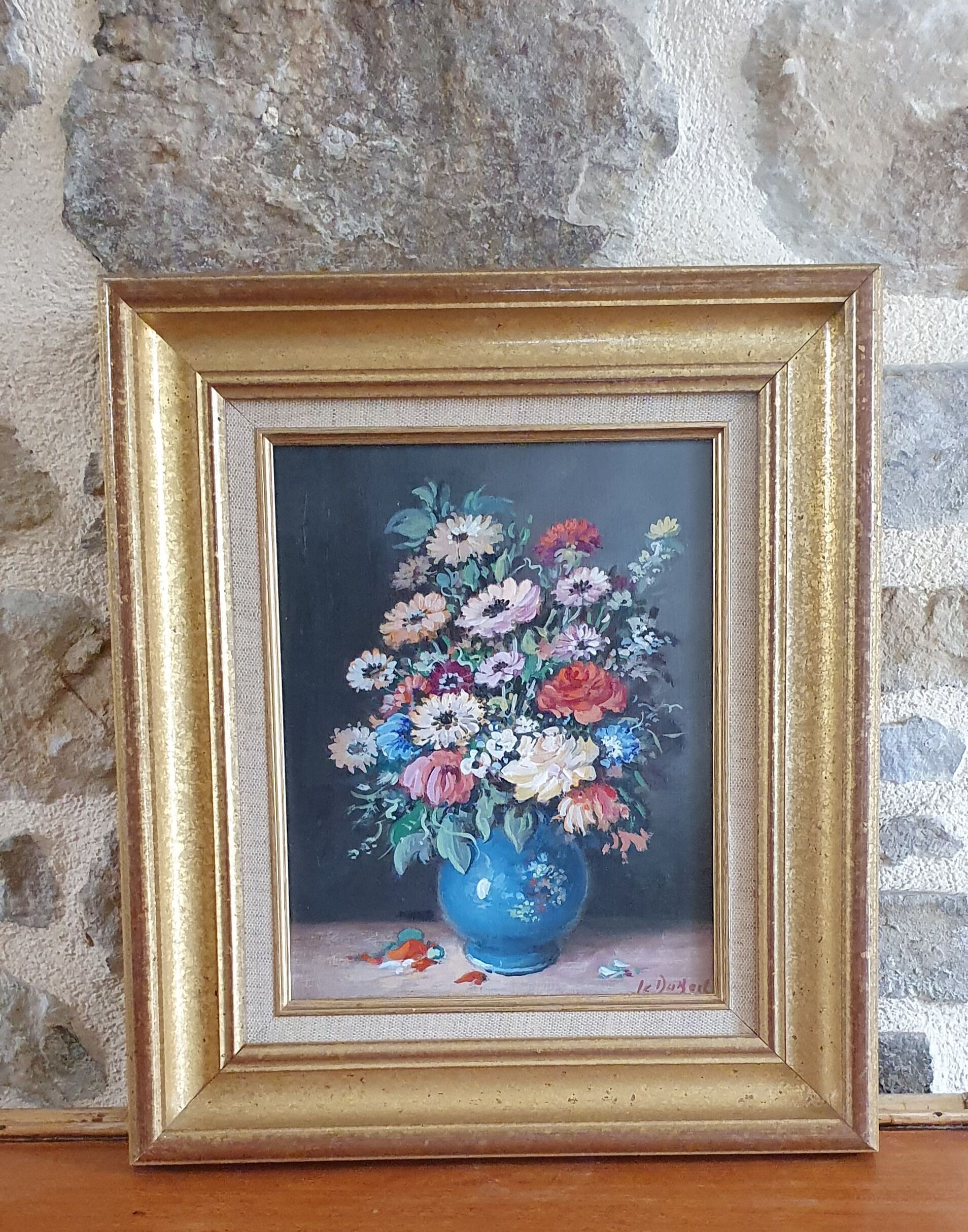 Tableau ancien bouquet de fleurs
