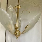 Frosted shell and gilded metal chandelier