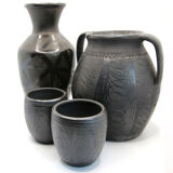 Set of 2 glasses in intense black ceramic from Romania