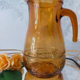 Vintage amber glass water jug made in Italy in the 60s/70s