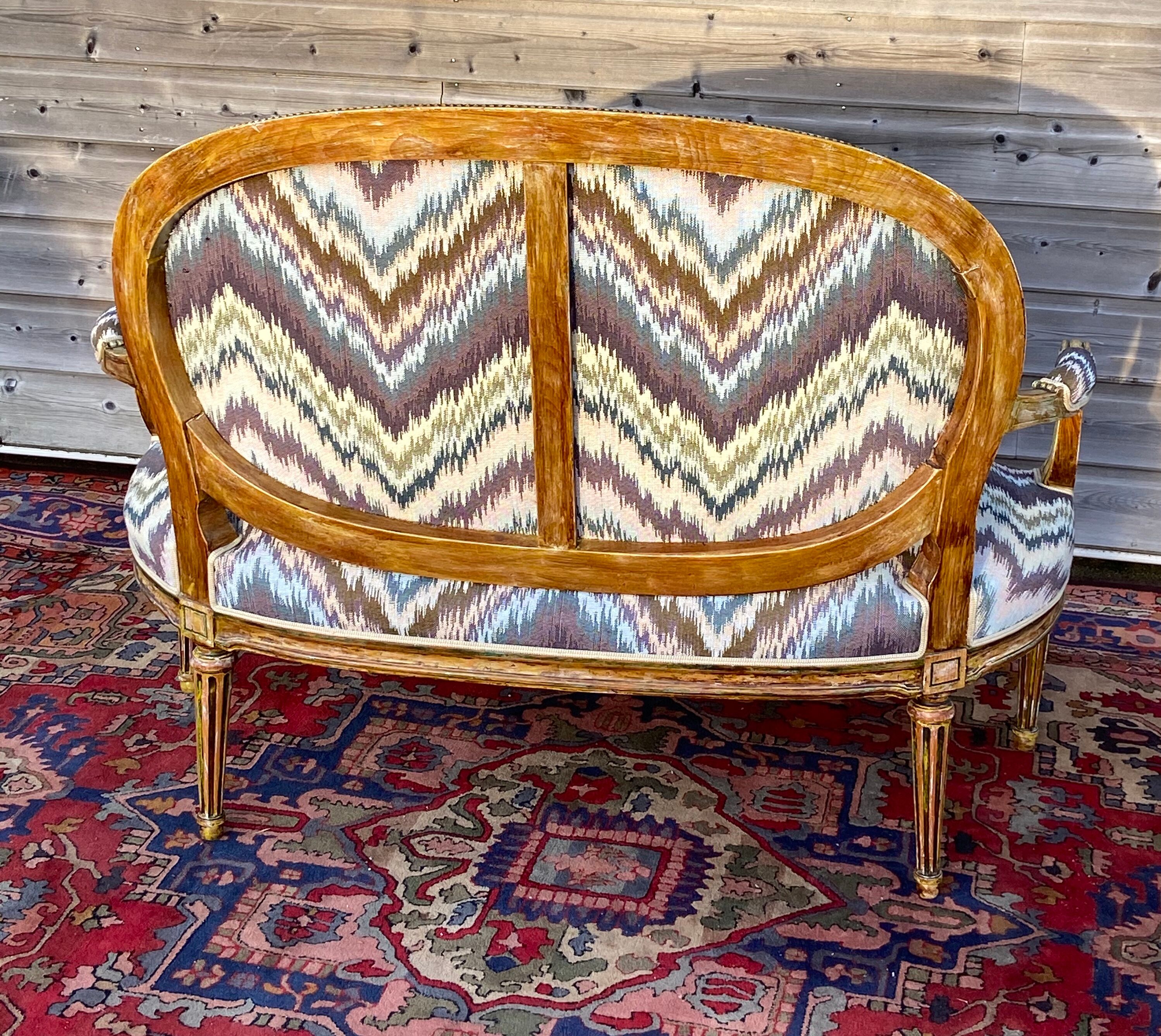 Louis XVI-style carved and lase-style wooden bench