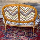 Louis XVI-style carved and lase-style wooden bench