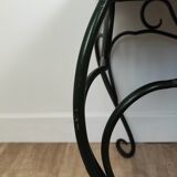 Rattan and wrought iron coffee table