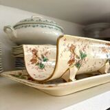 Lunéville asparagus dish in polychrome and gilded ironstone