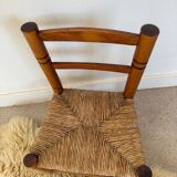 Vintage wooden and straw children's chair