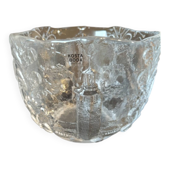 Scandinavian glass bowl Kosta Boda – Nordic relief decoration –