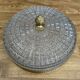 Lucien Gau ceiling light, crystal and old gold brass, vintage