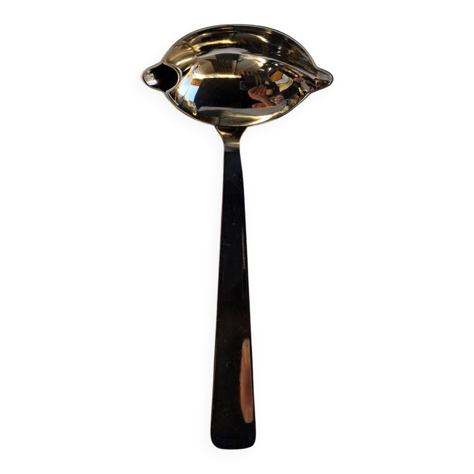 Old sauce spoon, fat and lean, Boulenger, silver-plated metal.