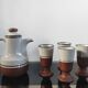 Vintage ceramic set – Jug & 4 footed glasses 70s - Korea