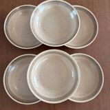 Lot de 6 Assiettes Creuses en Grès Signées Sarreguemines - Style Vintage Ru