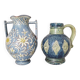 Two small blue ceramic vases