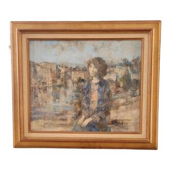 Oil painting on canvas signed daniel jaugey rêverie