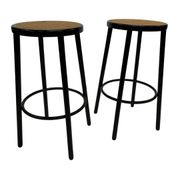 Set of four vintage bar stool - webbing and wood, 1980s Italian design