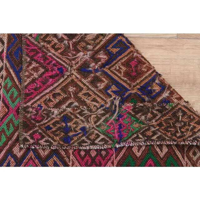 1970s Vintage Turkish Oushak Handmade Wool Cotton Pink Runner Rug 103x171