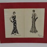 4 fashion drawings in ink and wash, signed and dated 1930 Marie DELEUSE (XIX-XXth century)