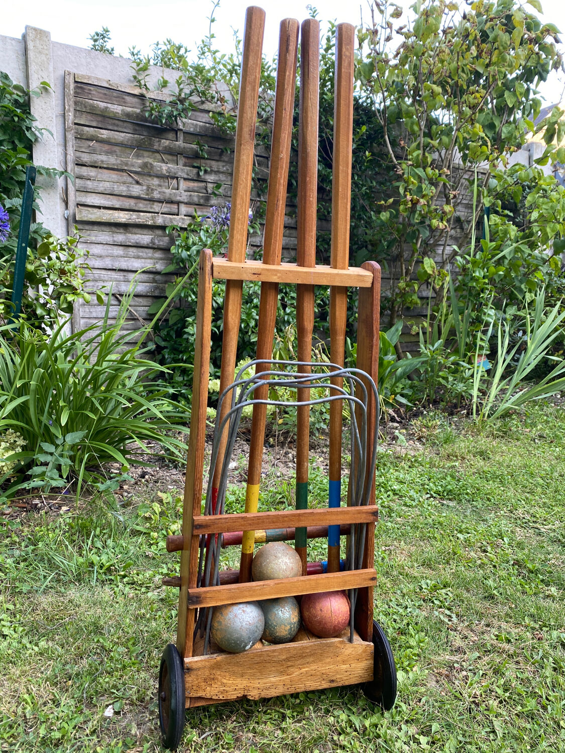 Old wooden croquet set