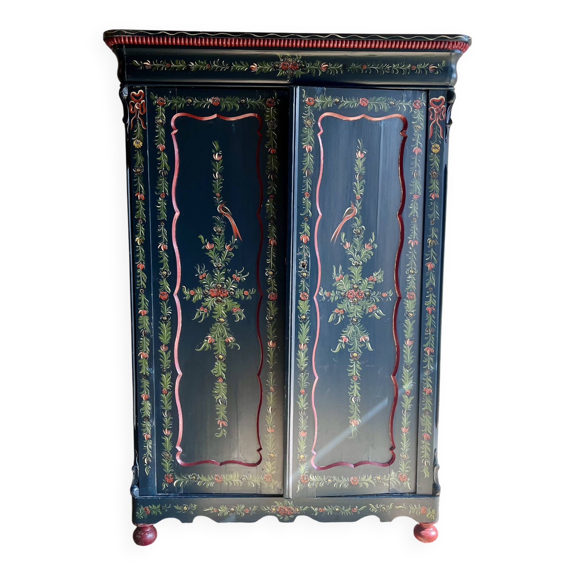Armoire Biedermeier peinte a la main folklore hollandais Hindelooper