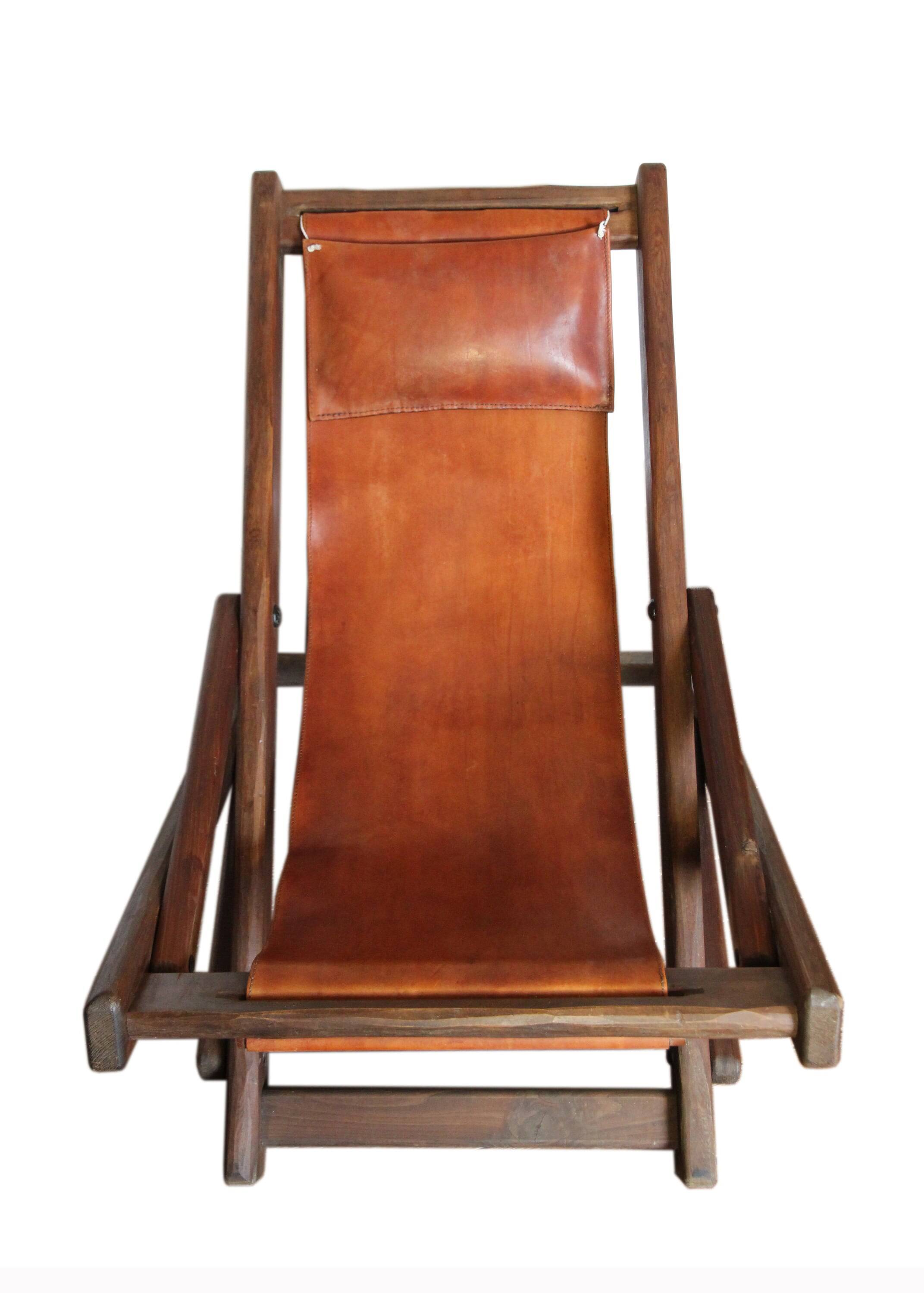 Brutalist leather lounge chair, 50s/60s