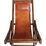Brutalist leather lounge chair, 50s/60s