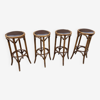 4 Bar stools restaurant Pub tavern Curved wood 1980s