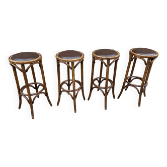 4 Bar stools restaurant Pub tavern Curved wood 1980s